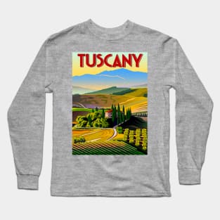 Vintage Travel Poster - Tuscany Long Sleeve T-Shirt